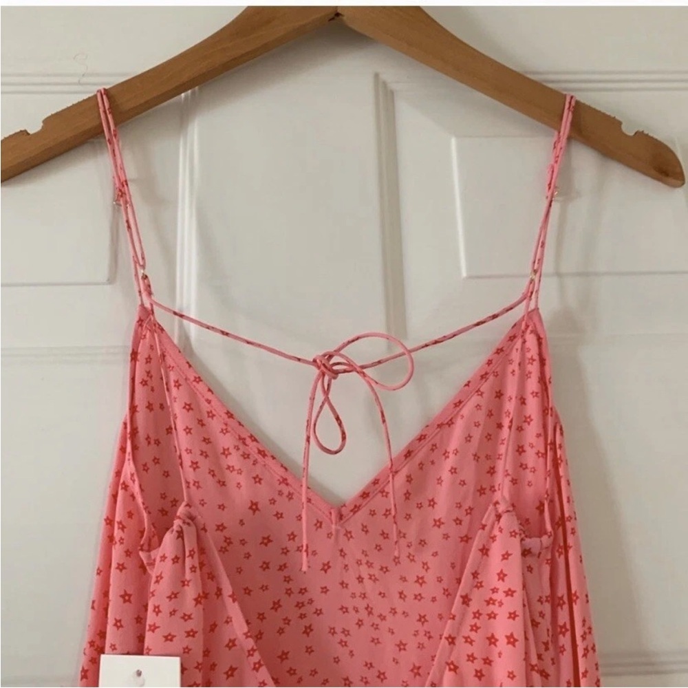 For Love & Lemons Pink Twinkle Slip Mini Dress Cowl Neck Spaghetti Strap L NWT - Picture 6 of 8